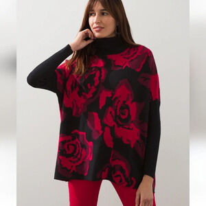 Joseph A Rose Garden Sweater With Zippered Collar Size Women's Medium NEW